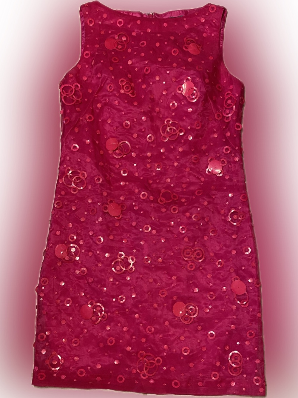 Muse Women’s Silk Fuchsia Sequin-Embellished Sleeveless Dress